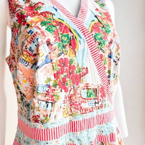 Talbots Novelty Print Italian Cafe Colourful Vacation Dress 12 - Picture 5 of 8
